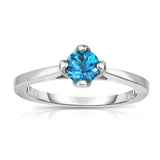Sterling Silver Gemstone 4-Prong Solitaire Ring (0.50 Ct)