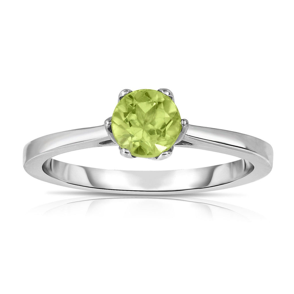 Sterling Silver Gemstone 6-Prong Solitaire Ring (0.60 Ct)