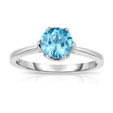 Sterling Silver Gemstone 6-Prong Solitaire Ring (1 Ct)
