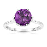 Sterling Silver Amethyst 6-Prong Solitaire Ring (2 Ct)