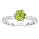 Sterling Silver Peridot 6-Prong Solitaire Ring (1 Ct)