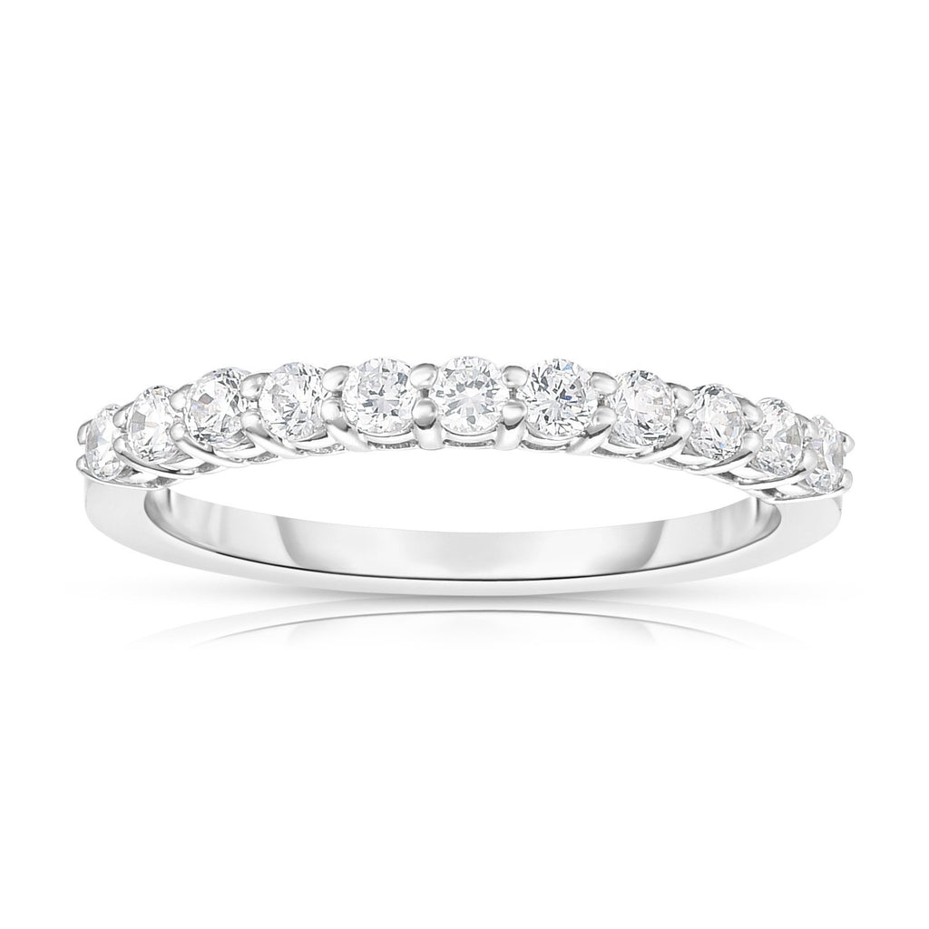 14K White Gold Diamond (0.40 Ct, I1-I2 Clarity, G-H Color) 11-Stone Wedding Band
