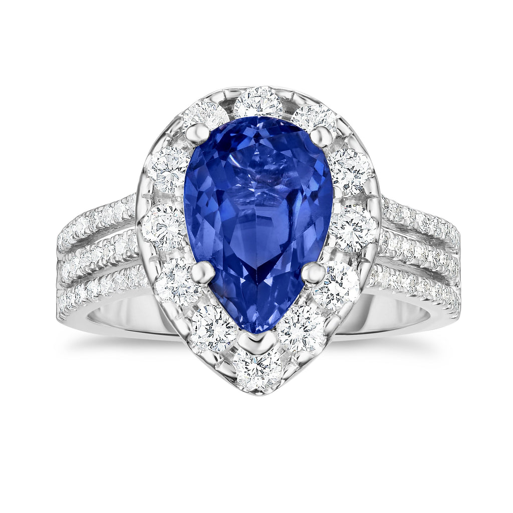 14K White Gold Tanzanite & Diamond (1.50 Ct, G-H Color, SI2-I1 Clarity) Engagement Ring