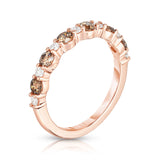 14K Rose Gold Champagne & White Diamond (0.80 Ct, G-H/Brown Color, SI2-I1 Clarity) Ring