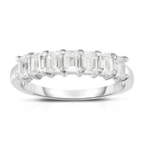 14K White Gold 7-Stone Emerald Cut Diamond (1.00 Ct, G Color, VS Clarity) Ring
