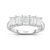 14K White Gold 5-Stone Emerald Cut Diamond (1.60 Ct, G Color, VS Clarity) Ring