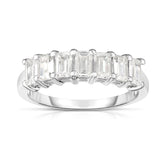 14K White Gold 7-Stone Emerald Cut Diamond (1.40 Ct, G Color, VS Clarity) Ring