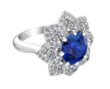 14K White Gold Blue Sapphire & Diamond (0.90 Ct, G-H Color, SI2-I1 Clarity) Engagement Ring