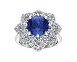 14K White Gold Blue Sapphire & Diamond (0.90 Ct, G-H Color, SI2-I1 Clarity) Engagement Ring
