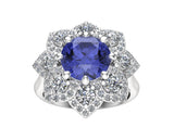 14K White Gold Tanzanite & Diamond (0.90 Ct, G-H Color, SI2-I1 Clarity) Engagement Ring