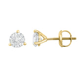 IGI Certified 14K  Gold Diamond (0.50 Ct, I-J, I1-I2) Martini Stud Earrings With Screw-Backs